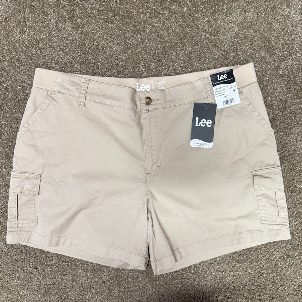Lee Cargo Shorts Womens 20M Oxford Tan Regular Fit Mid Rise Stretch 1CWCS16